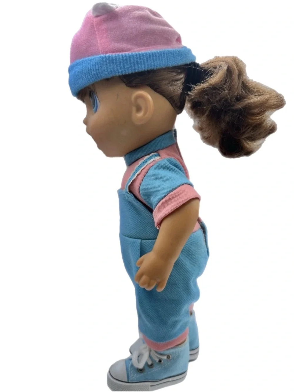 Dress-Up Baby Doll with Pink Floral Skirt and Blue Accessories